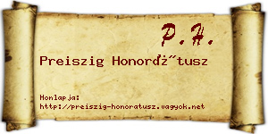 Preiszig Honorátusz névjegykártya